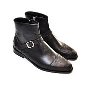 Обувь ручной работы handmade. Livemaster - original item Men`s ankle boots, made of ostrich leather and genuine leather, winter version. Handmade.