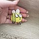 Милая маленькая брошь желтая пчела, сувенир для девочки, Брошь-булавка, Тамбов,  Фото №1