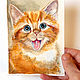 Painting Cat Watercolor 10 x 14 Funny cat Portrait of a cat. Pictures. matryoshka (azaart). My Livemaster. Фото №4