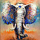 Elephant abstract oil painting palette knife Painting, Pictures, Schyolkovo,  Фото №1