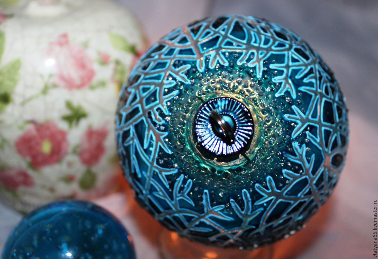 Gl Christmas Ball With Stained Painted Blue Forest Gl Christmas Ball With Stained Painted Blue Forest Paint