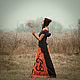 Order Long Ornamented Orange Linen Skirt «Arabesco». mongolia. Livemaster. . Skirts Фото №3