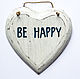 Деревянная табличка Be happy - Tropical Decor for home