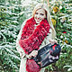 Raccoon fur scarf in red, Scarves, Moscow,  Фото №1