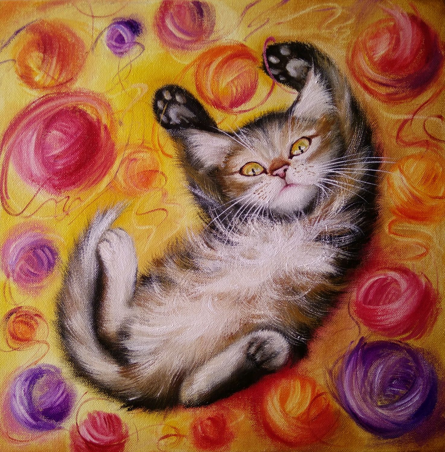 Котик дримотик. Котенок живопись. Картина котенок. Картины с кошками.