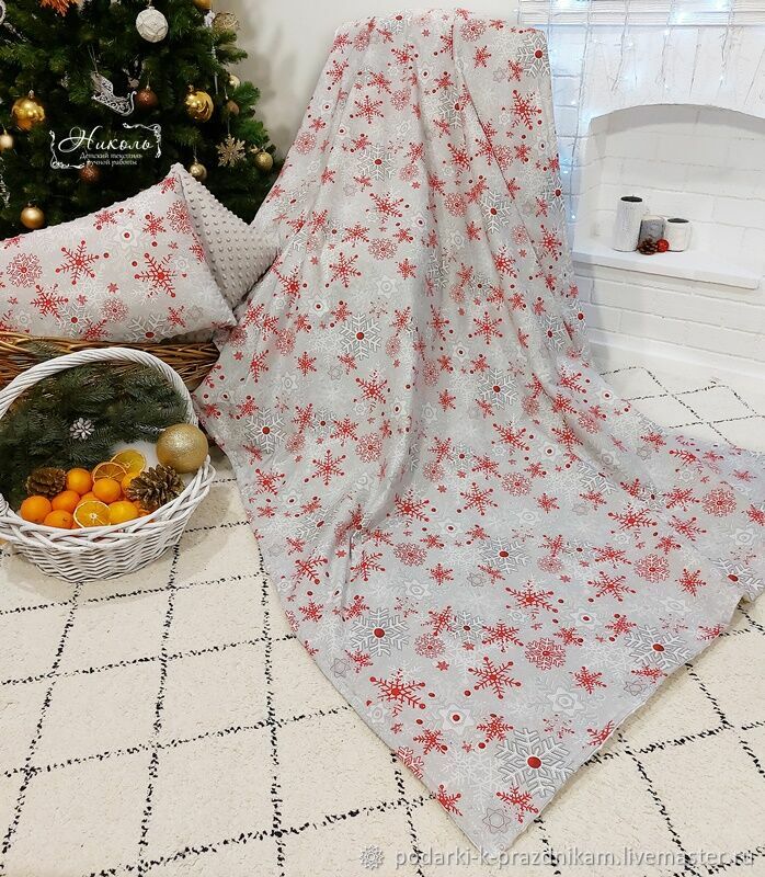 Новогодний плед с подушкой "Снежинки" в интернет-магазине на Ярмарке ...