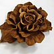 Leather flowers. Decoration brooch pin GOLDEN ROSE brown rose. Brooches. Irina Vladi. My Livemaster. Фото №5