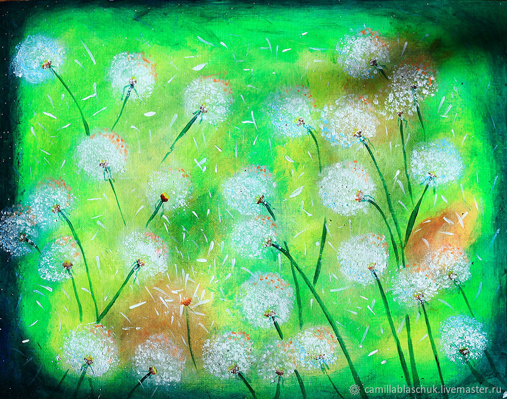 Нарисовать поляну с одуванчиками - 80 фото