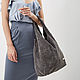 Bag leather Grey suede tote Bag medium shopper t-shirt Bags, String bag, Moscow,  Фото №1