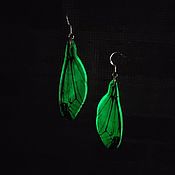 Украшения handmade. Livemaster - original item Transparent Earrings Dragonfly Wings Insects Glow in the Dark Resin. Handmade.