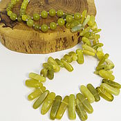 Работы для детей, handmade. Livemaster - original item Beads Yellow-green jade 57 cm. Handmade.