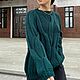 Jerseys: Women's knitted sweater with braids of the color dark green oversize, Jumpers, Yoshkar-Ola,  Фото №1