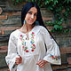 White blouse with hand embroidery ' Delicate bloom', Blouses, Vinnitsa,  Фото №1