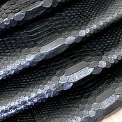 Материалы для творчества handmade. Livemaster - original item Python skin, soft dressing, black color!. Handmade.