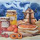 Still life in watercolor with apricots, Pictures, Zaporozhye,  Фото №1