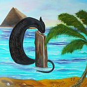 Картины и панно handmade. Livemaster - original item Black cat oil painting fantasy wall art visionary art. Handmade.