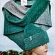 Hat and bactus 'Poema' Italian merino, greens. Headwear Sets. Vyazanyj BUM. Shal, baktus, shapka™.. Ярмарка Мастеров.  Фото №4