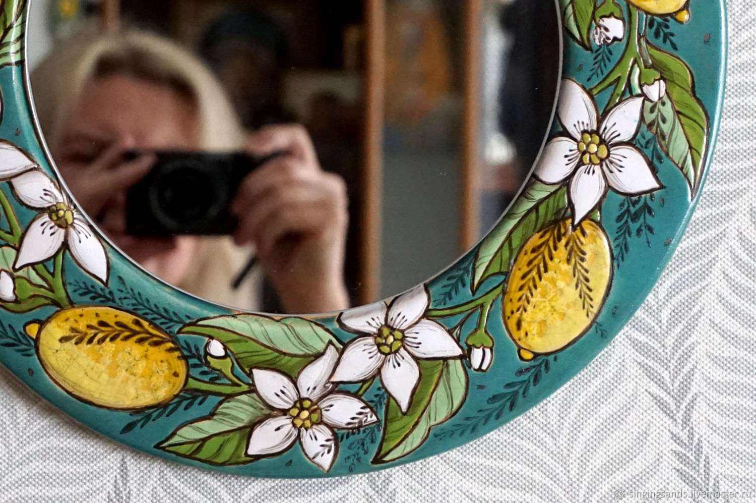 Mirror in a ceramic frame 'Lemon garden', Mirror, Severobaikalsk,  Фото №1