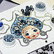 A set for a brooch with cubic zirconia Girl in a blue cocoanut with a template. Embroidery kits. agraf. Online shopping on My Livemaster.  Фото №2