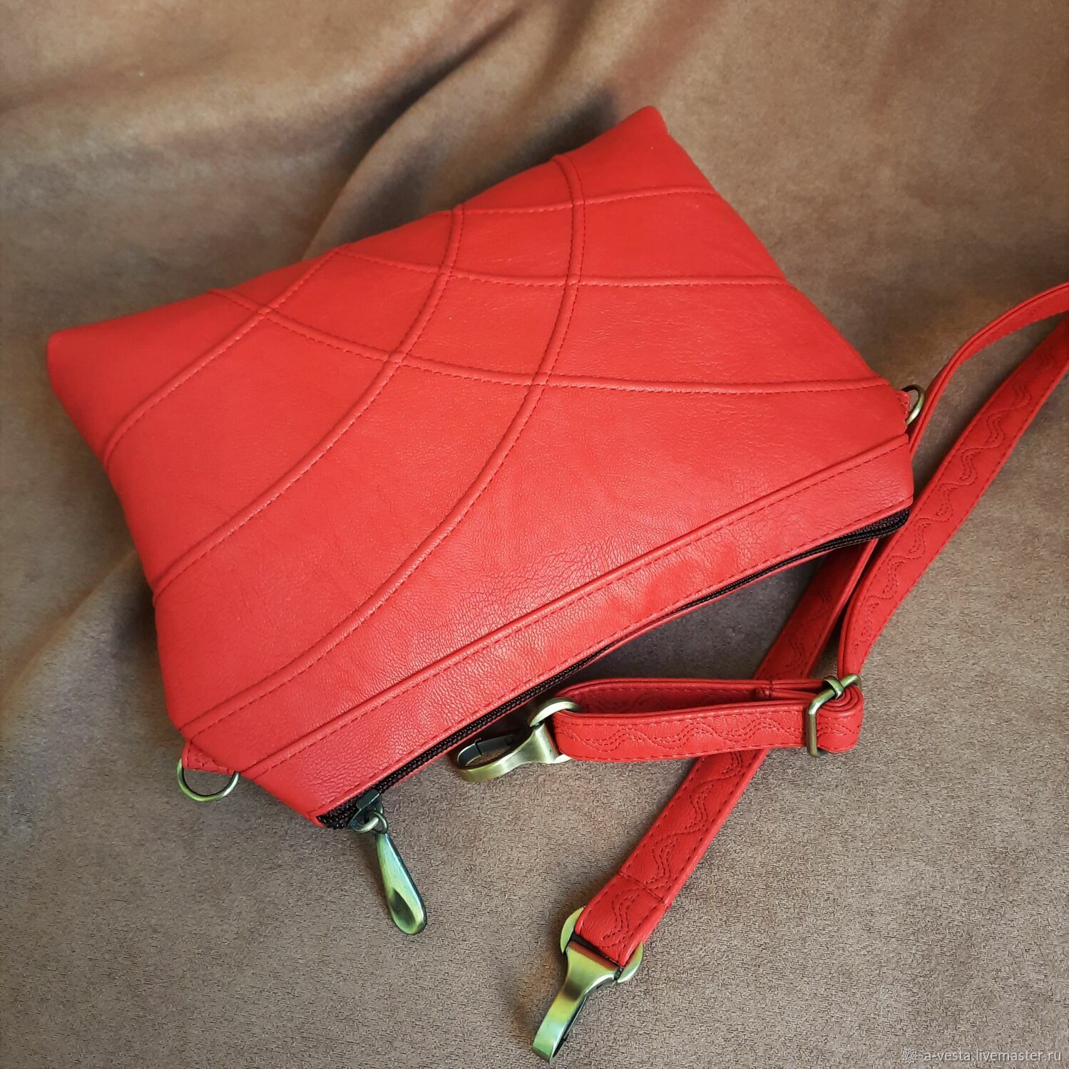 Women's red bag, scarlet clutch, phone bag, 246, Clutches, Saratov,  Фото №1