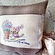 Pillow case handmade cross stitch lavender, Pillow, St. Petersburg,  Фото №1