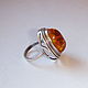 Amber Ring Natural Amber Nickel Silver Plating size. 19 USSR. Vintage ring. Aleshina. My Livemaster. Фото №4