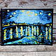 Leather passport cover van Gogh starry night oil painting. Passport cover. HappyFingers Movie store (happyfingers). Online shopping on My Livemaster.  Фото №2