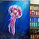  Neon Jellyfish. Original. Pastel. Pictures. Valeria Akulova ART. My Livemaster. Фото №5