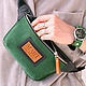 Green leather waist bag, Waist Bag, St. Petersburg,  Фото №1
