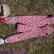 Русский стиль handmade. Livemaster - original item Svarozhich belt 3 type white-red with curly border. Handmade.