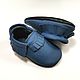 Blue Baby Moccasins, Leather Baby Shoes, Blue Moccs. Footwear for childrens. ebooba. Online shopping on My Livemaster.  Фото №2