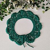 Аксессуары handmade. Livemaster - original item Green knitted collar patch with ties Rustic style. Handmade.
