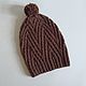 Knitted hat made of wool with Alpaca 'brown', Caps, Moscow,  Фото №1