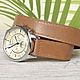 Order Wristwatch on tan beige genuine leather bracelet. Made In Rainbow. Livemaster. . Watches Фото №3