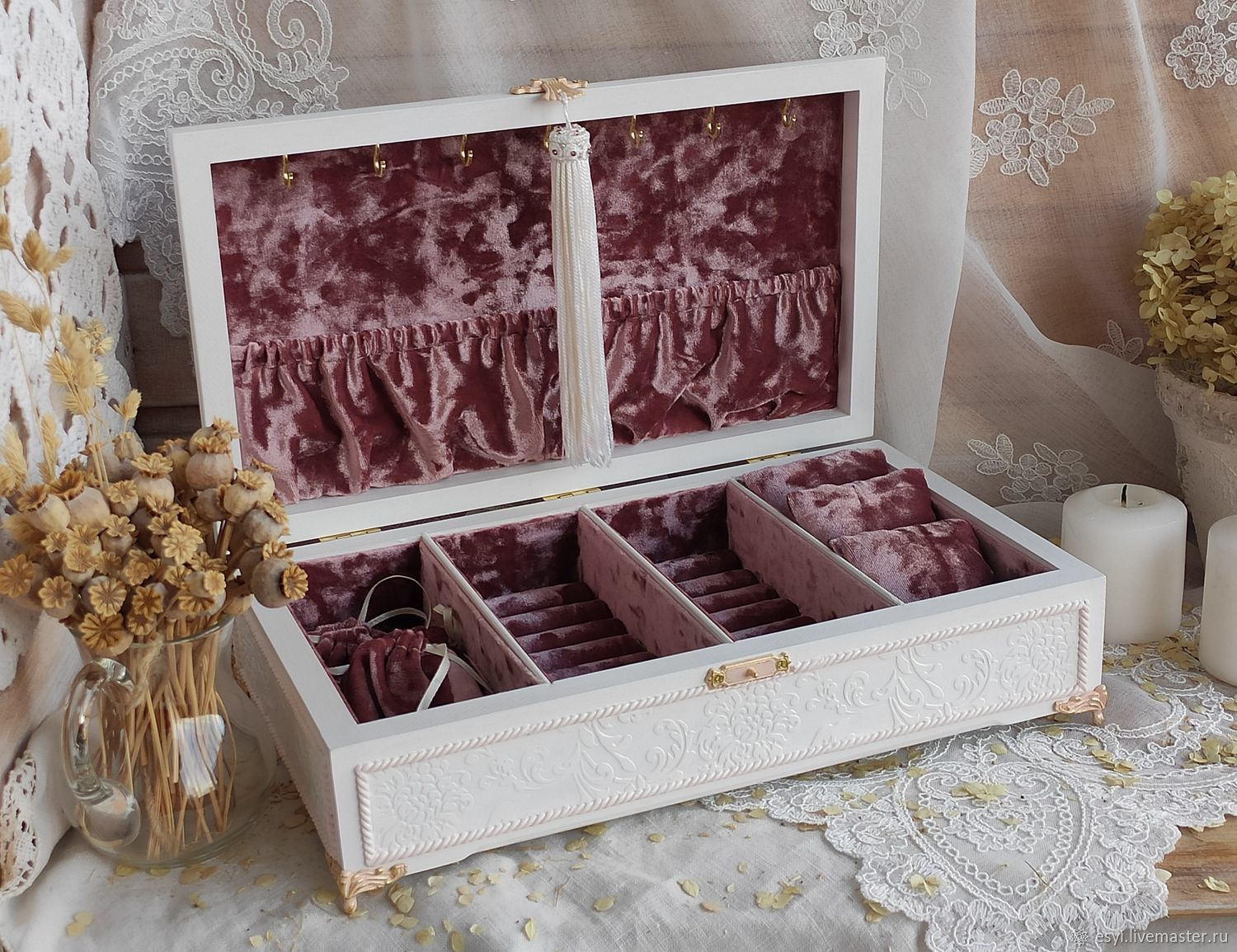 Большая Шкатулка для украшений "Белые кружева" в интернет-магазине ...