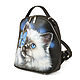 Order Leather backpack ' Cat with a blue butterfly'. Pelle Volare. Livemaster. . Backpacks Фото №3
