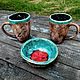 Сервиз. Авторский набор необычной посуды ручной работы для кофе чая. Сервизы. LAMA - Красивая посуда. Интернет-магазин Ярмарка Мастеров.  Фото №2