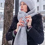 Аксессуары handmade. Livemaster - original item Set scarf hat GREY FOG. Handmade.