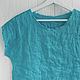 Order Turquoise linen blouse with open edges. etnoart. Livemaster. . Blouses Фото №3