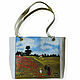 Claud Monet Leather green white light blue handbag Poppies, Classic Bag, Bologna,  Фото №1