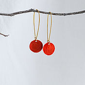Украшения handmade. Livemaster - original item Brass red earrings Long boho earrings with floral ornament. Handmade.