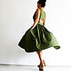 зеленое платье миди платье с открытой спиной зеленое платье с юбкой полусолнце платье с пышной юбкой платье зеленое юбка полусолнце открытая спина платье зеленый платье с карманами