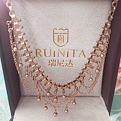 Винтаж handmade. Livemaster - original item Antique delicate necklace made of Gold doublet. Handmade.