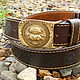 Men's belt,leather. Leo, Straps, Kineshma,  Фото №1