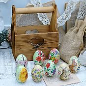 Сувениры и подарки handmade. Livemaster - original item Basket Easter eggs flowers and chickens. Handmade.