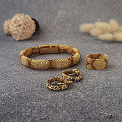 Украшения handmade. Livemaster - original item Golden Python - a set of jewelry made of Japanese beads. Handmade.