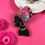 Украшения handmade. Livemaster - original item Bead brooch African Nomusa, brooch girl silhouette, ethnic. Handmade.