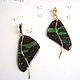 Earrings Are Real Butterfly Wings Urania Black Green Gilding, Earrings, Taganrog,  Фото №1