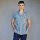 Embroidered shirt 'blue Gray', stylish embroidery. Mens shirts. KVITKA. Online shopping on My Livemaster.  Фото №2