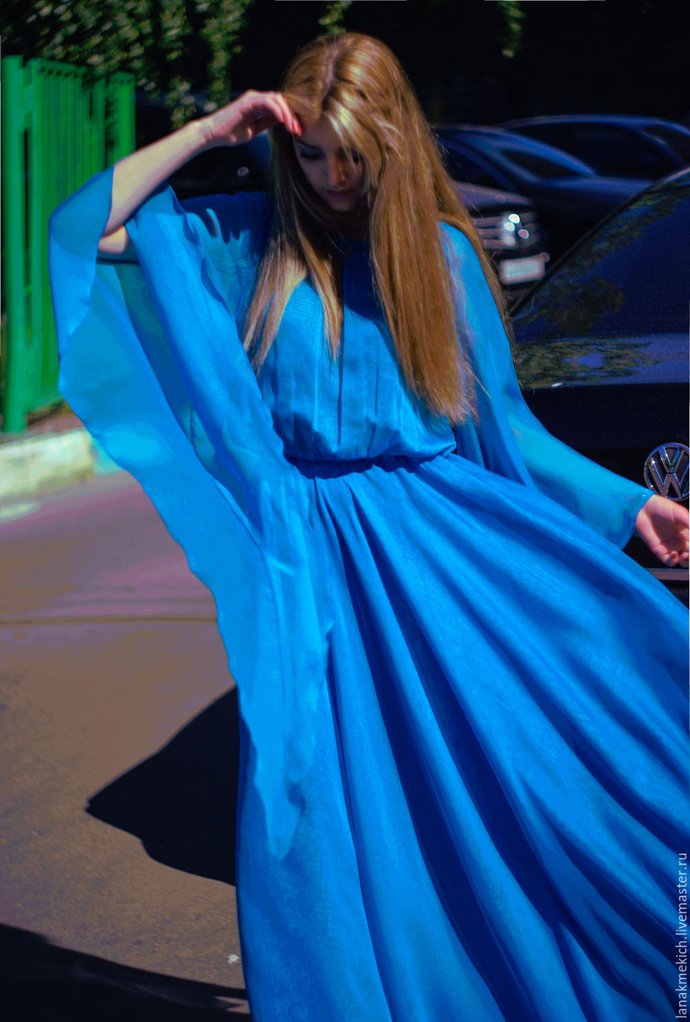 Фото Платье Длинное Голубое